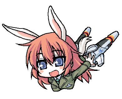 kou (garakuta teikoku), charlotte e. yeager, strike witches, world witches series, lowres, 00s, 1girl, animal ears, chibi, female focus, oekaki, rabbit ears, rabbit girl, rabbit tail, solo, striker unit, tail