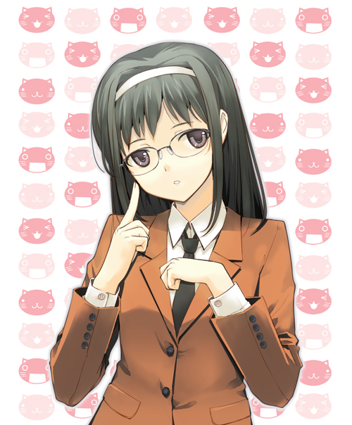 dasoku sentarou, original, tagme, blazer, glasses, hairband, jacket, school uniform, solo