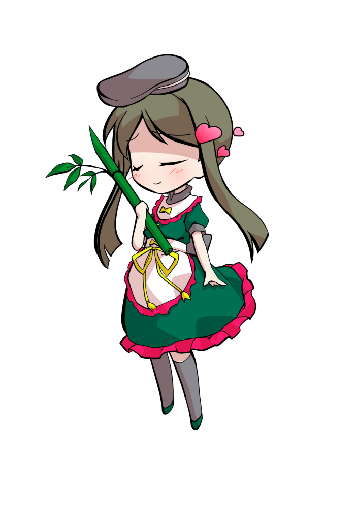 dairi, teireida mai, touhou, commentary request, large variant set, variant set, 1girl, apron, back bow, black bow, black hat, black socks, bow, brown hair, chibi, chibi only, dress, frilled apron, frilled dress, frills, full body, green dress, green shoes, hat, holding, holding plant, medium dress, parted bangs, plant, puffy short sleeves, puffy sleeves, shoes, short hair with long locks, short sleeves, socks, solo, tachi-e, transparent background, waist apron, white apron, yellow bow