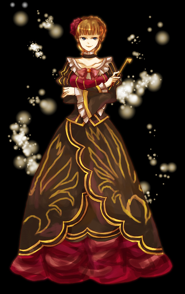 buzz (moi), beatrice (umineko), umineko no naku koro ni, bad id, bad pixiv id, 00s, 1girl, blue eyes, bow, dress, female focus, kiseru, pink bow, smoking pipe, solo