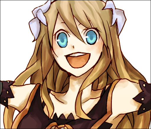 buzz (moi), marta lualdi, tales of (series), tales of symphonia, tales of symphonia: dawn of the new world, bad id, bad pixiv id, 00s, blue eyes, brown hair, flower, long hair, smile, solo