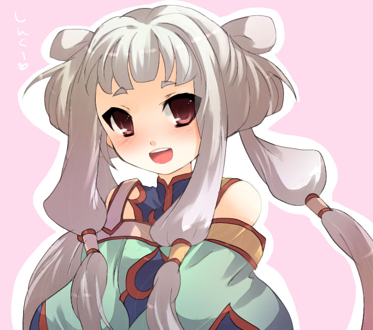kurohara yuu, tianzi, code geass, bad id, bad pixiv id, 00s, blush, dress, long hair, red eyes, solo, twintails, white hair