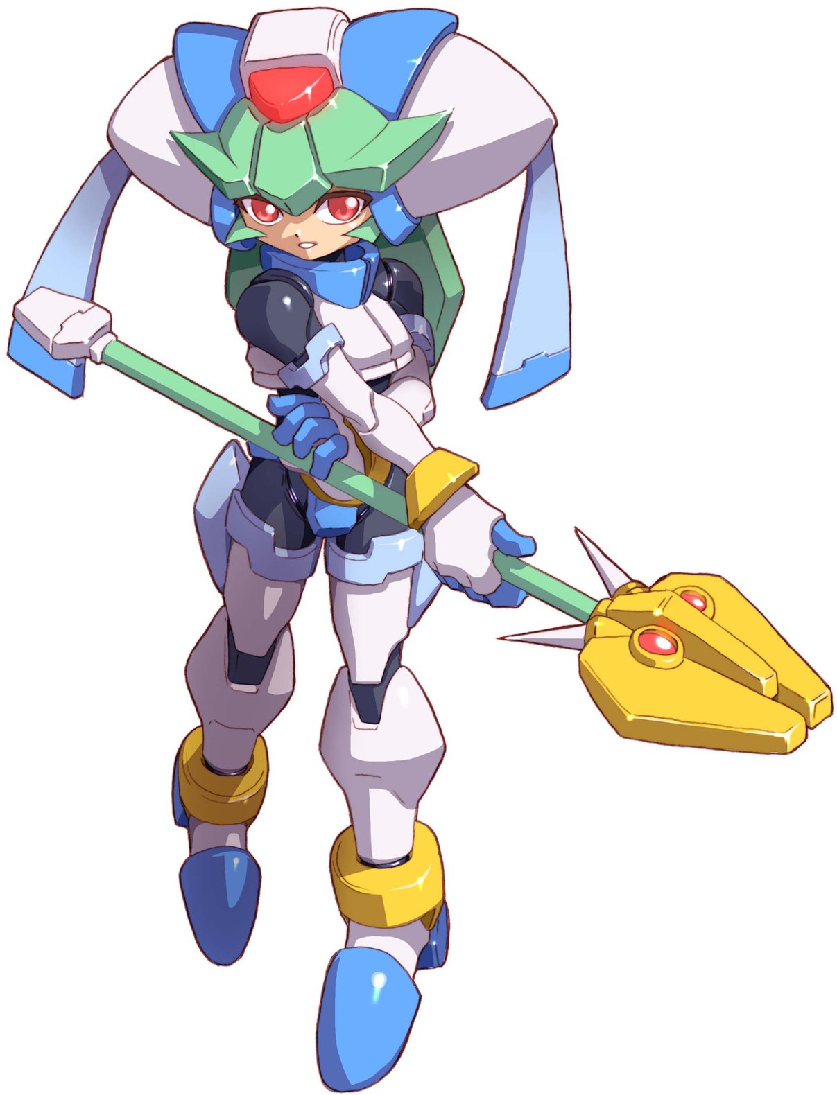 yabe makoto, pandora (mega man), capcom, mega man (series), mega man zx, mega man zx advent, highres, official art, 1girl, female focus, red eyes, simple background, solo, white background