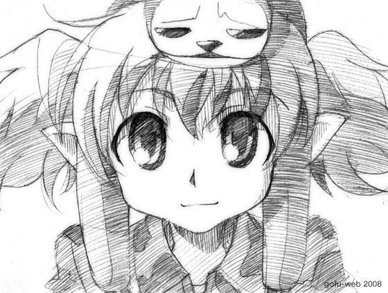 gofu, doji-devil, kyouran kazoku nikki, traditional media, 00s, greyscale, monochrome, sketch, solo