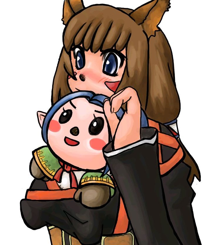 mithra (ff11), monk (final fantasy), final fantasy, final fantasy xi, 00s, 1girl, androgynous, animal ears, blue eyes, blue hair, blush, brown hair, monk, short hair, tarutaru