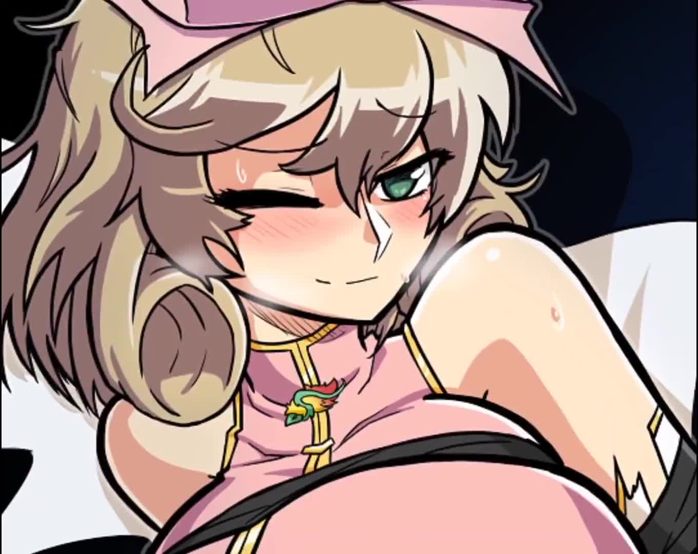 vkid, haruka (senran kagura), senran kagura, animated, sound, tagme, video, 1girl, 3boys, bdsm, blush, breasts, brown hair, bukkake, crop top, cum, dark-skinned male, dark skin, gigantic breasts, green eyes, hair ribbon, multiple boys, nipples, paizuri, penis, ribbon, thong, underboob