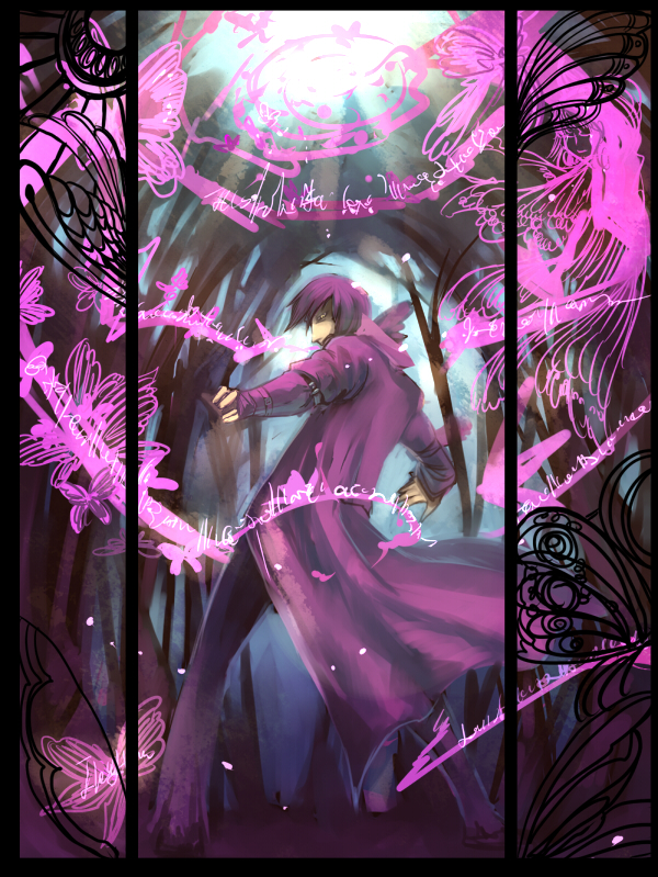 kantou, original, light, tagme, coat, forest, male focus, nature, solo