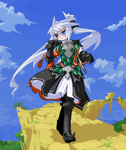mof, mof's silver haired twintailed girl, original, silver hair, lowres, 1girl, female focus, hair between eyes, long hair, oekaki, solo, very long hair
