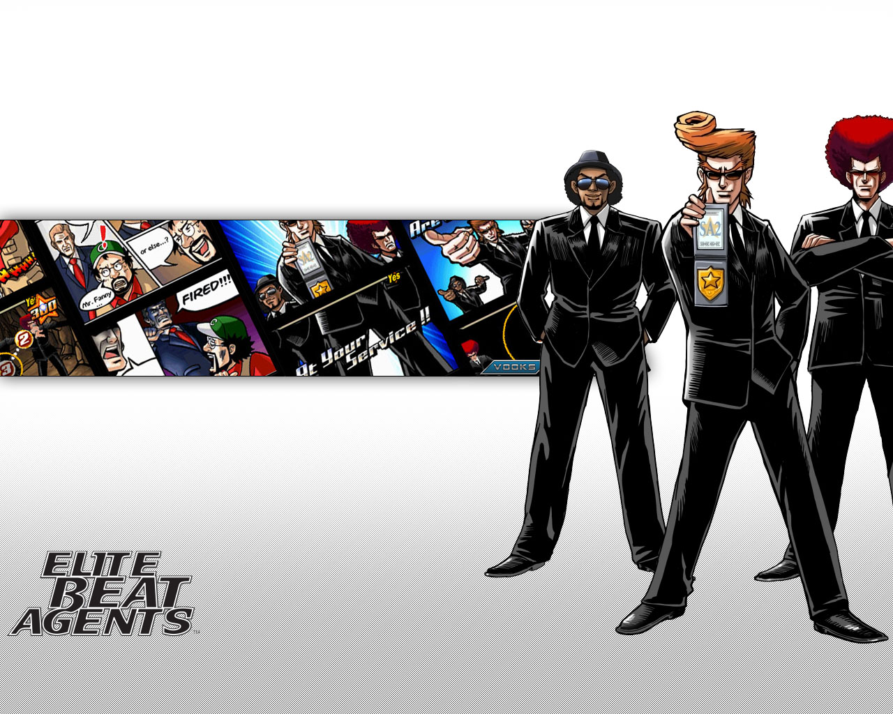 agent derek, agent j, agent morris, chris silverscreen, mr. fanny, elite beat agents, osu! tatakae! ouendan, 5boys, business suit, formal clothes, multiple boys, necktie, suit