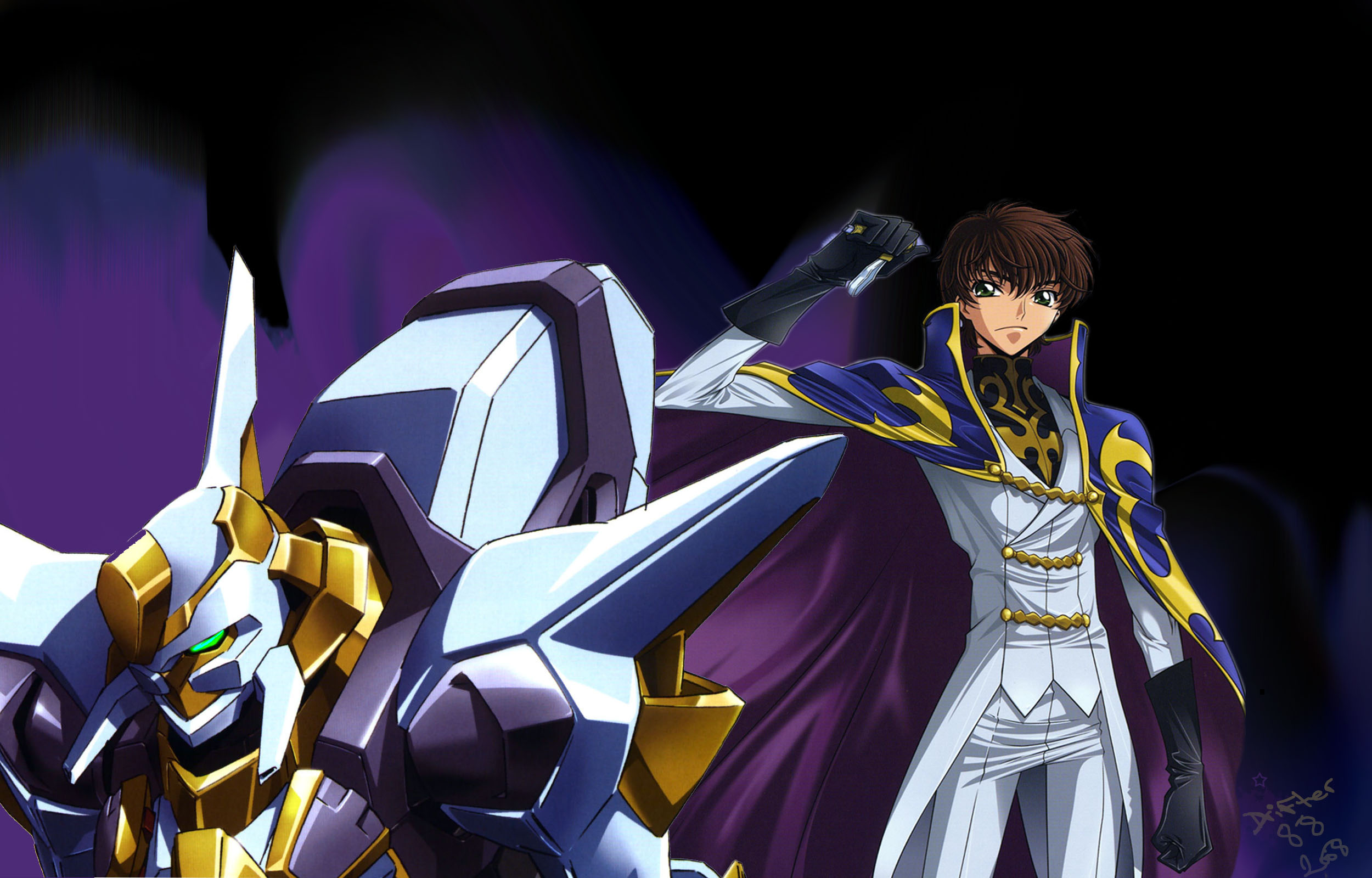 clamp, kururugi suzaku, lancelot (code geass), lancelot z-01, code geass, highres, 00s, 1boy, geass, knightmare frame, mecha, robot