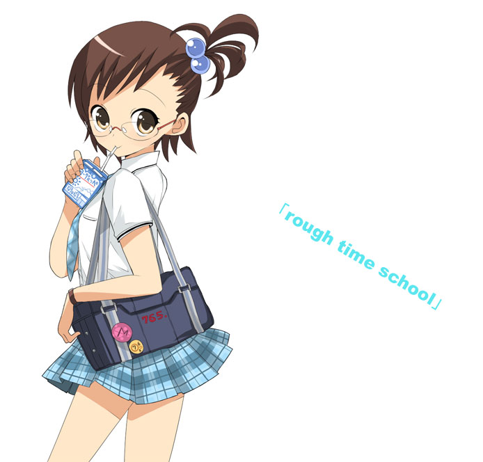 maro nie, futami mami, idolmaster, idolmaster (classic), 00s, glasses, rough time school, school uniform, serafuku, solo