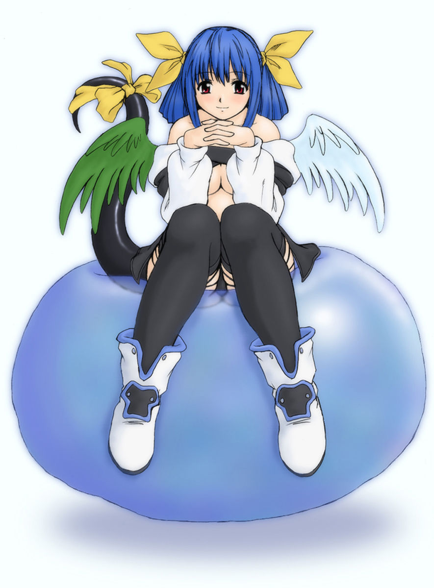 dizzy (guilty gear), arc system works, guilty gear, highres, tagme, blue hair, red eyes, solo, thighhighs