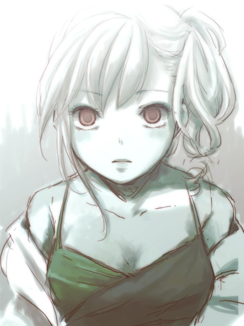 nogoodlife, original, silver hair, tagme, 1girl, bare shoulders, female focus, solo