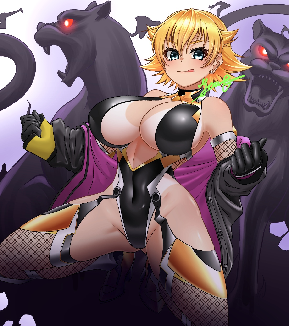 igawa sakura, taimanin (series), taimanin asagi, taimanin rpgx, highres, 1girl, blonde hair, breasts, large breasts, smile