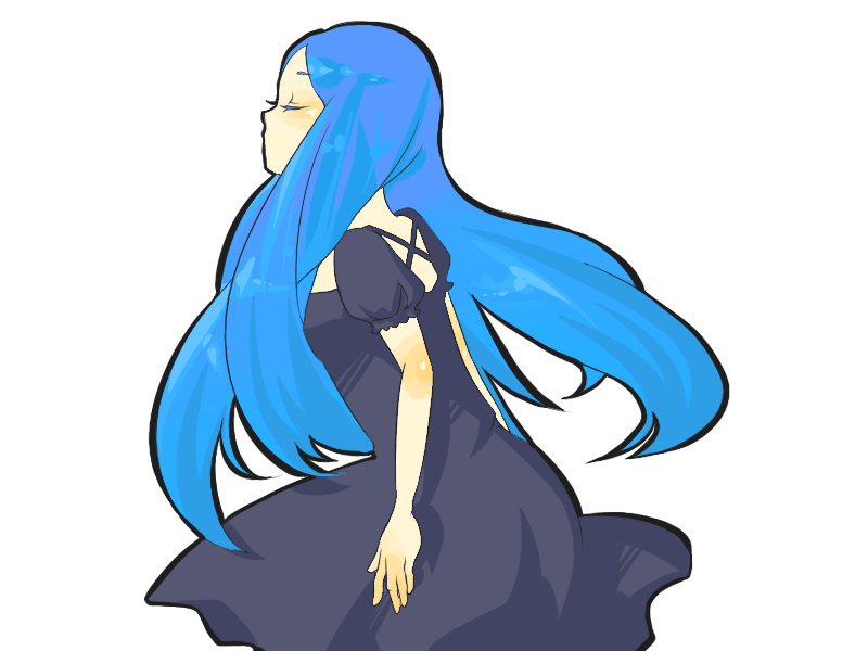 abekawacj9, kunagisa tomo, zaregoto series, 1girl, blue hair, closed eyes, female focus, long hair, profile, solo