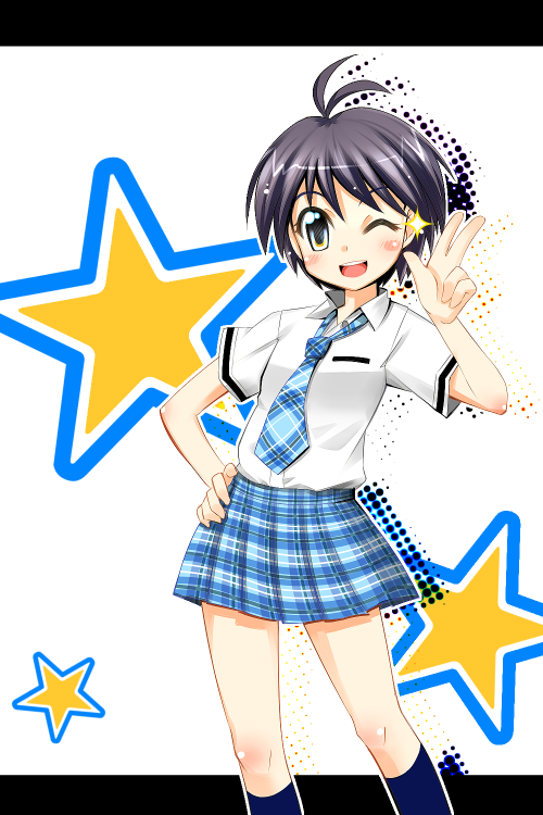 npon515, kikuchi makoto, idolmaster, idolmaster (classic), 00s, antenna hair, rough time school, school uniform, serafuku