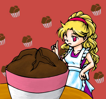 ritoraax, rosa farrell, final fantasy, final fantasy iv, lowres, 1990s (style), food, muffin, retro artstyle