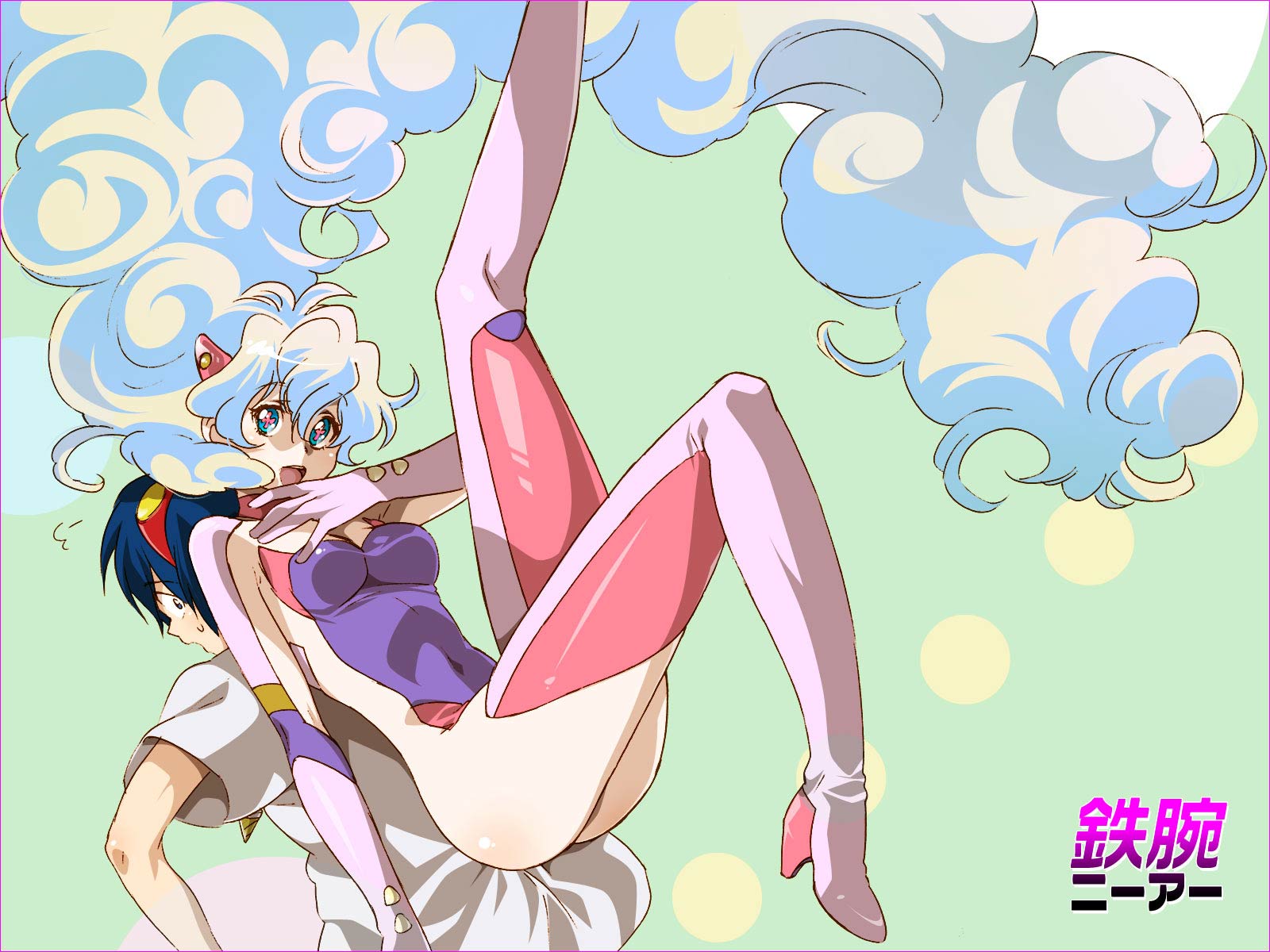 yukimitsuki, birdy cephon altera, nia teppelin, simon, tengen toppa gurren lagann, tetsuwan birdy, tetsuwan birdy decode, wallpaper, duplicate, highres, 1boy, 1girl, birdy cephon altirra (cosplay), boots, cosplay, high heel boots, high heels, long hair, shoes, thigh boots, thighhighs