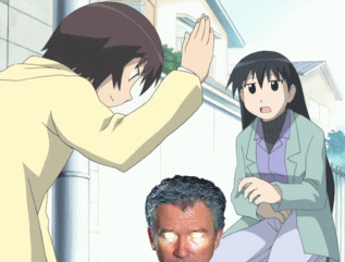 kagura, kagura (azumanga daioh), patrick duffy, sakaki (azumanga daioh), azumanga daiou, animated, animated gif, lowres, 1boy, 2girls, multiple girls