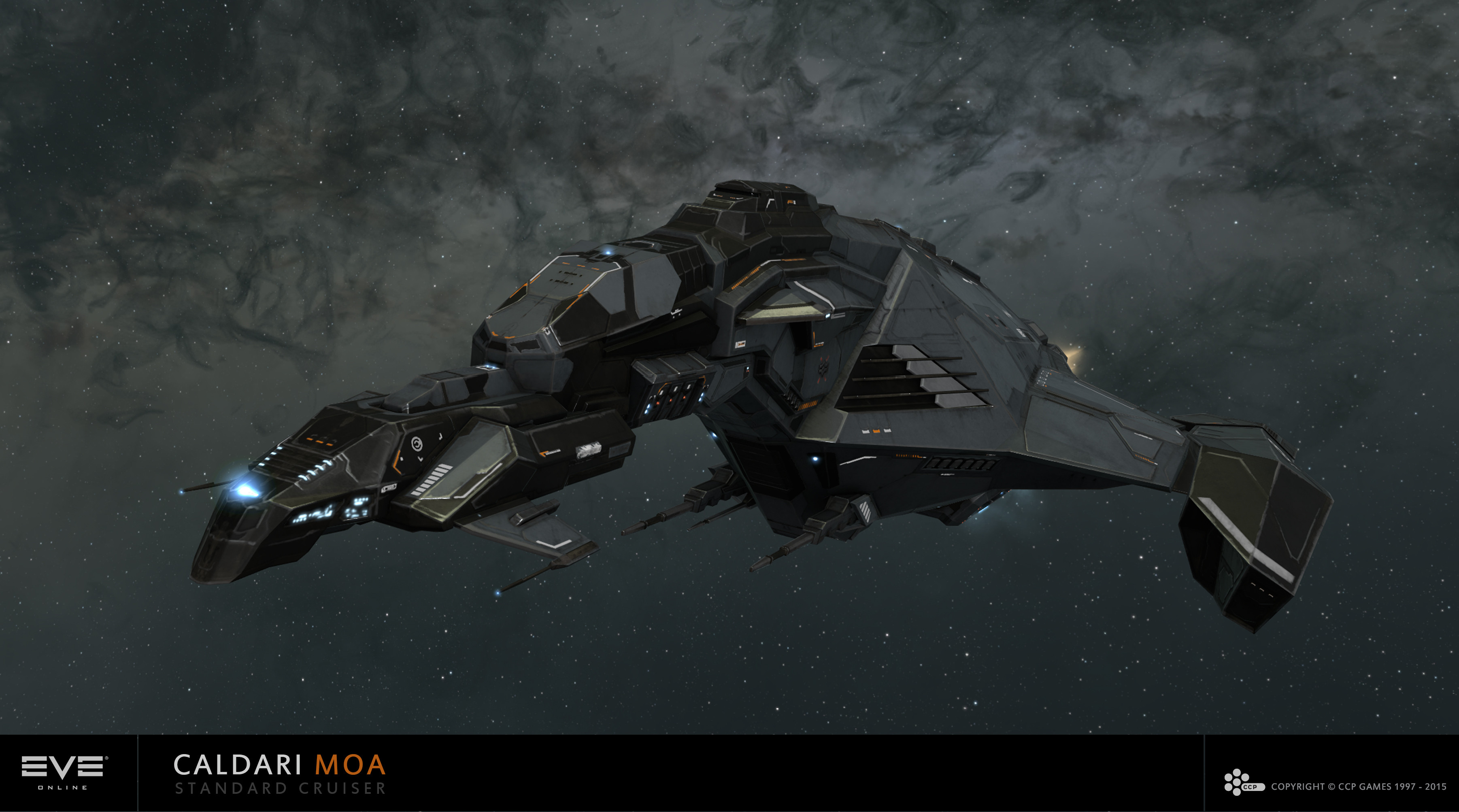 eve online, absurdres, commentary, english commentary, highres, maya (medium), official art, photoshop (medium), 3d, caldari state (eve online), cloud, combat ship (eve online), company logo, company name, copyright logo, copyright name, cruiser (eve online), dated, flying, glowing, grey background, grey theme, ishukone corporation (eve online), logo, military vehicle, no humans, radio antenna, realistic, science fiction, shadow, space, spacecraft, star (sky), starry sky background, thrusters, vehicle focus, vehicle name, ymir jonsson