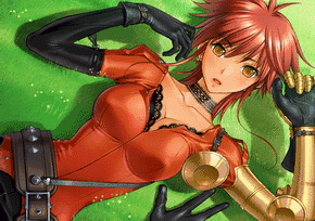sano toshihide, mira (queen bonjourno), queen bonjourno, animated, animated gif, game cg, lowres, 1boy, 1girl, armor, breasts, censored, choker, clothed sex, cum, doggystyle, elbow gloves, gloves, grabbing another's breast, groping, hetero, large breasts, nipples, no bra, no panties, open clothes, open shirt, outdoors, red hair, sex, sex from behind, shirt, vaginal