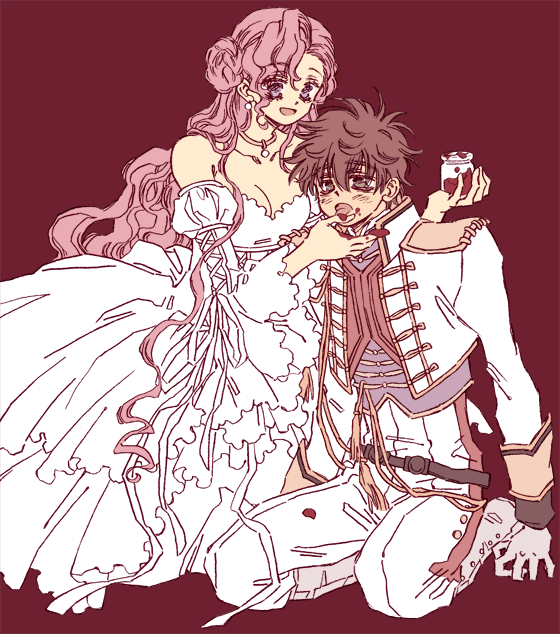 karezel, euphemia li britannia, kururugi suzaku, code geass, 00s, curly hair, donut hair bun, dress, hair bun, pink hair