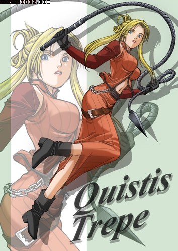 quistis trepe, final fantasy, final fantasy viii, lowres, 1990s (style), 1girl, blonde hair, blue eyes, detached sleeves, dress, female focus, gloves, long hair, midriff, navel, retro artstyle, short hair, skirt, solo, whip