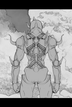 cecil harvey, final fantasy, final fantasy iv, lowres, official art, 1990s (style), 1boy, armor, clenched hands, greyscale, helmet, letterboxed, male focus, monochrome, solo