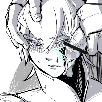 serph, atlus, digital devil saga, shin megami tensei, lowres, 2boys, censored, cum, cum on body, facial, male focus, monochrome, multiple boys, penis, spot color, yaoi