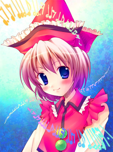 matsunami, matsunami rumi, lyrica prismriver, touhou, lowres, 1girl, blue eyes, blush, female focus, hat, short hair, solo