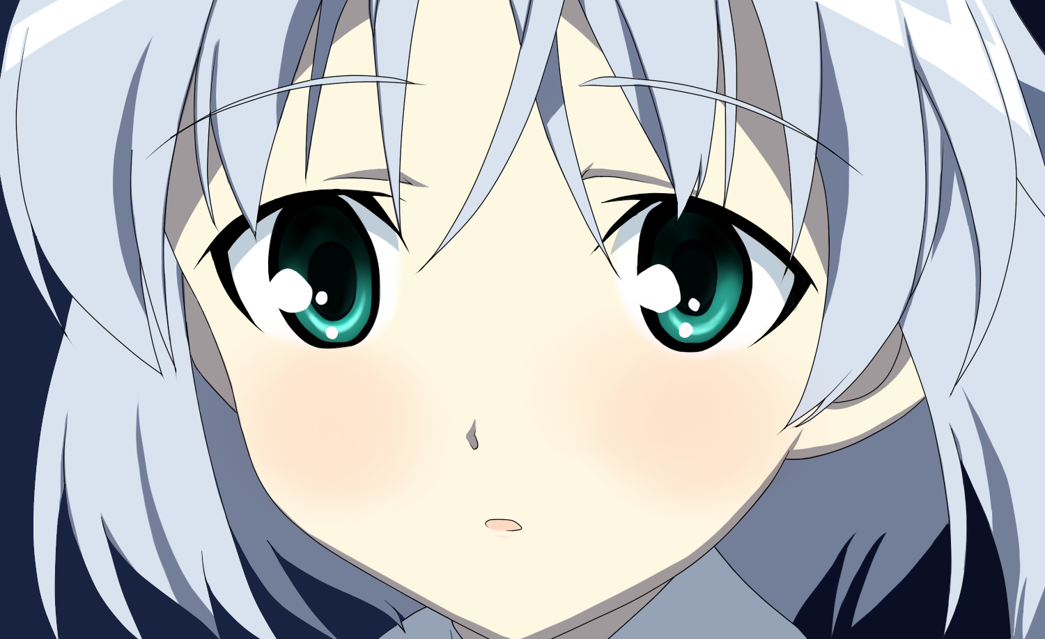 sanya v. litvyak, strike witches, world witches series, silver hair, derivative work, vector trace, 00s, 1girl, blue eyes, female focus, green eyes, portrait, short hair, solo