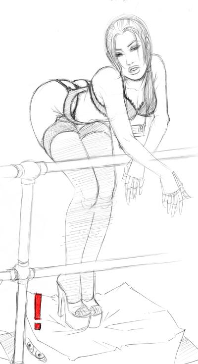 legoman, naomi hunter, metal gear solid, metal gear solid 4, high heels, shoes, sketch