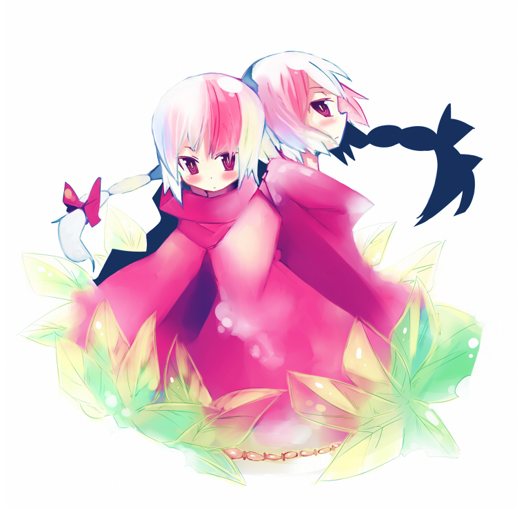 kanikama, artemisia, eleuseus, moira, sound horizon, albino, blush, braid, red eyes, red hair, siblings, twins, white hair