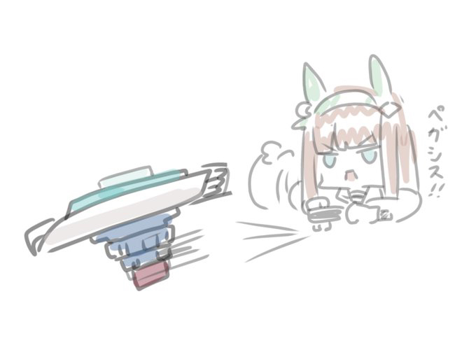 kawamochi (tddm3573), silence suzuka (umamusume), umamusume, translation request, 1girl, animal ears, blue eyes, brown hair, chibi, green hairband, hairband, horse ears, long hair, long sleeves, motion lines, open mouth, puffy long sleeves, puffy sleeves, purple shirt, school uniform, shirt, simple background, sketch, solo, speed lines, tracen school uniform, v-shaped eyebrows, white background