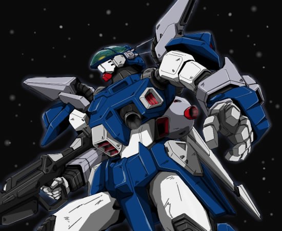 monmon (monban), layzner, aoki ryuusei spt layzner, armor, gun, helmet, machinery, mecha, no humans, robot, space, weapon