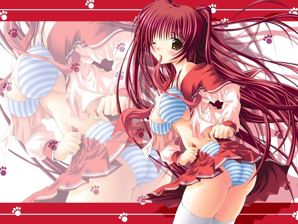 kousaka tamaki, to heart (series), to heart 2, 00s, panties, striped clothes, striped panties, thighhighs, underwear