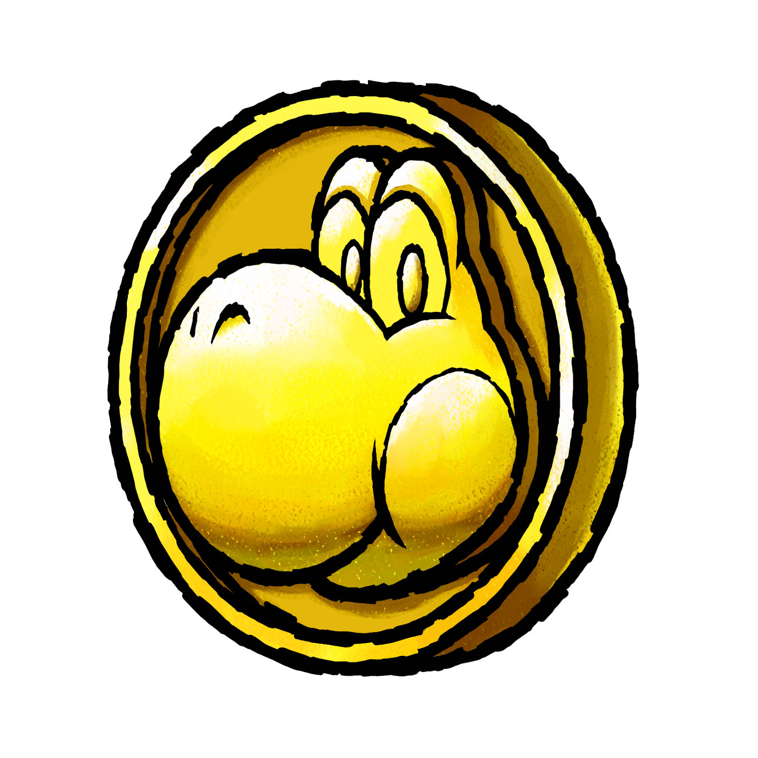 nakagawa yasuhisa, yoshi, mario (series), nintendo, yoshi's island ds, highres, official art, third-party source, coin, gold coin, simple background, solo, white background