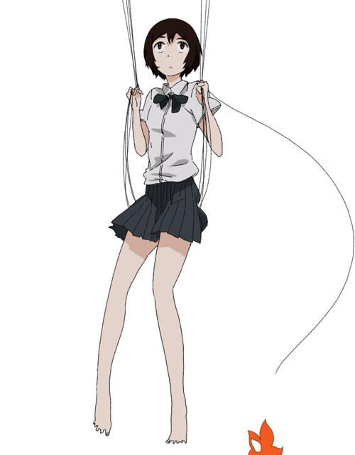 uki atsuya, yuki (cencoroll), cencoroll, barefoot, black hair, short hair, string