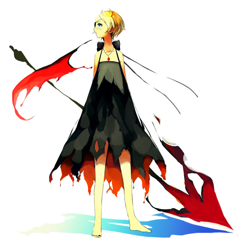 sciw, original, tagme, barefoot, blonde hair, blue eyes, horns, solo