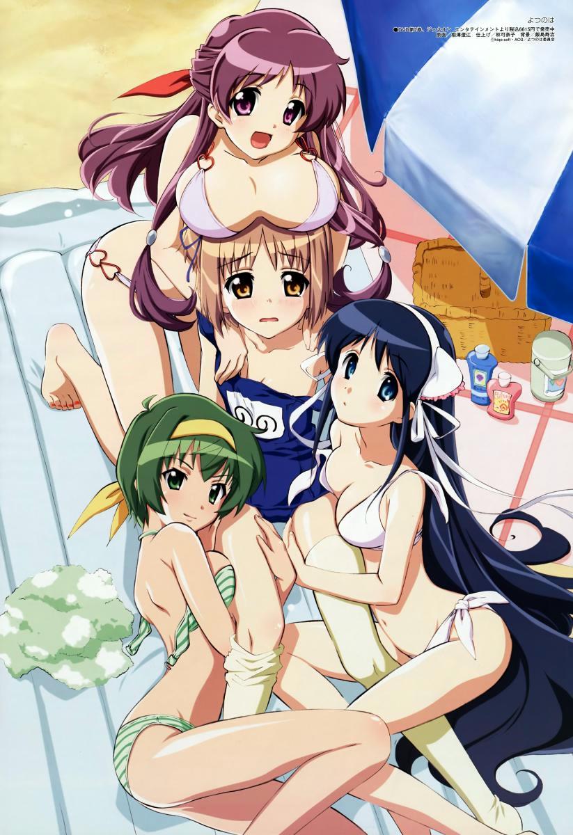 yotsunoha, highres, tagme, 00s, 4girls, bikini, breasts, cleavage, multiple girls, swimsuit