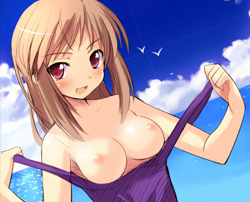 artist request, character request, copyright request, tagme, 1girl, breasts, female focus, nipples, solo, swimsuit