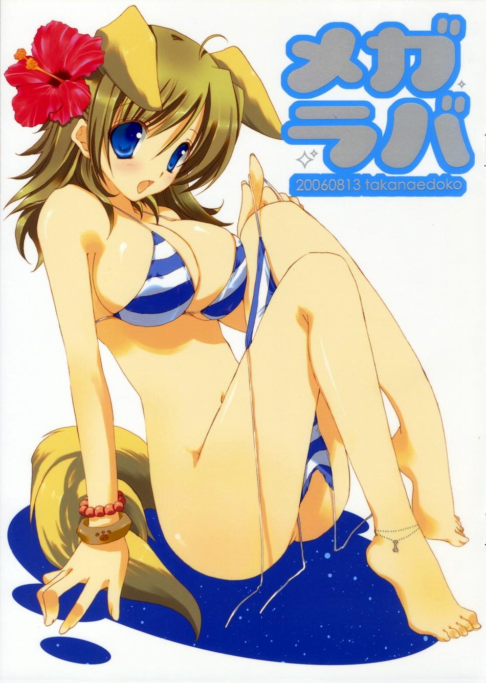 highres, tagme, animal ears, bikini, swimsuit, tail