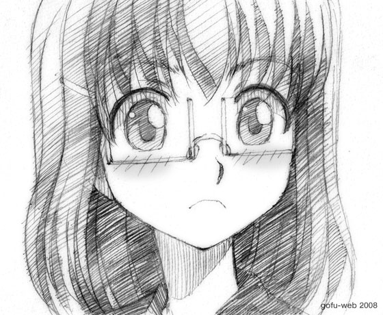 gofu, honami takase ambler, rental magica, traditional media, 00s, greyscale, monochrome, sketch, solo