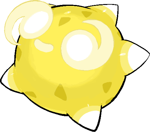 kawaanago, minior, minior (core), minior (yellow core), nintendo, pokemon, commentary request, lowres, full body, gen 7 pokemon, no humans, pokemon (creature), pokemon focus, smile, solo, transparent background