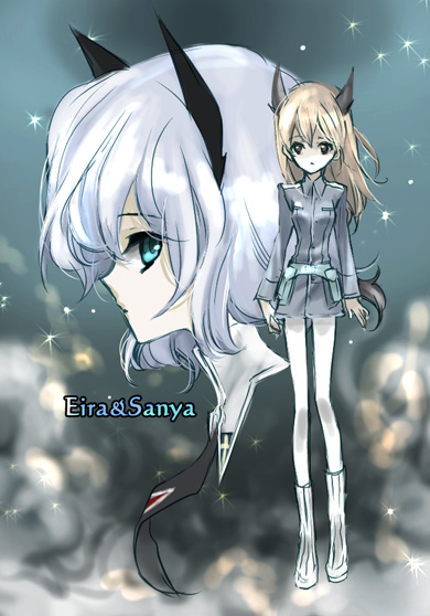 eila ilmatar juutilainen, sanya v. litvyak, strike witches, world witches series, bad id, bad pixiv id, 00s, 2girls, long legs, multiple girls, pantyhose