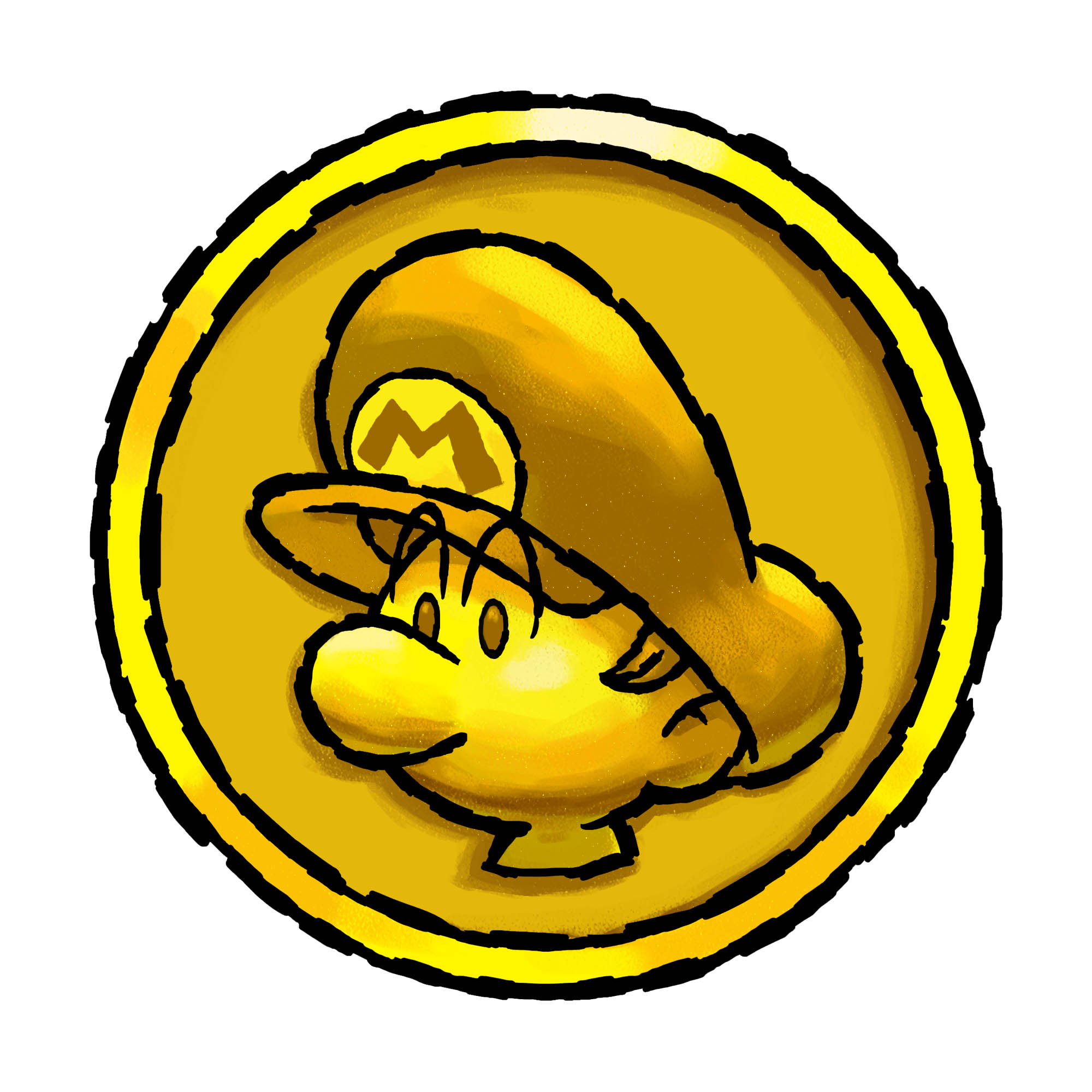 nakagawa yasuhisa, baby mario, mario, mario (series), nintendo, yoshi's island ds, highres, official art, third-party source, coin, gold coin, hat, simple background, solo, white background