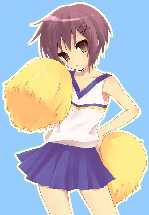 hijiki (hijikini), hijikini, nagato yuki, suzumiya haruhi no yuuutsu, 00s, 1girl, cheerleader, female focus, pom pom (cheerleading), short hair, solo