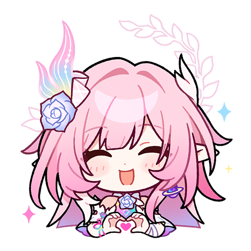 cyrene (honkai: star rail), cyrene (ripples of past reverie) (honkai: star rail), honkai: star rail, honkai (series), official art, 1girl, animal ears, chibi, chibi only, dress, flower, hair flower, hair ornament, halo, heart, heart hands, long hair, open mouth, pink hair, pointy ears, smile, solo, transparent background, very long hair, white dress