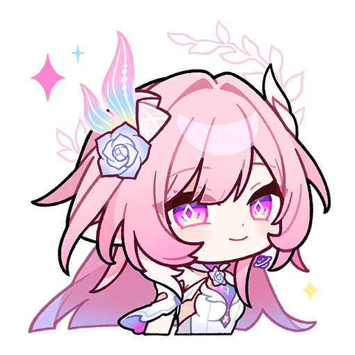 cyrene (honkai: star rail), cyrene (ripples of past reverie) (honkai: star rail), honkai: star rail, honkai (series), official art, 1girl, chibi, chibi only, diamond-shaped pupils, diamond (shape), dress, earrings, flower, hair flower, hair ornament, halo, jewelry, long hair, multicolored hair, pink hair, purple eyes, smile, solo, symbol-shaped pupils, transparent background, two-tone hair, very long hair, white dress, white hair