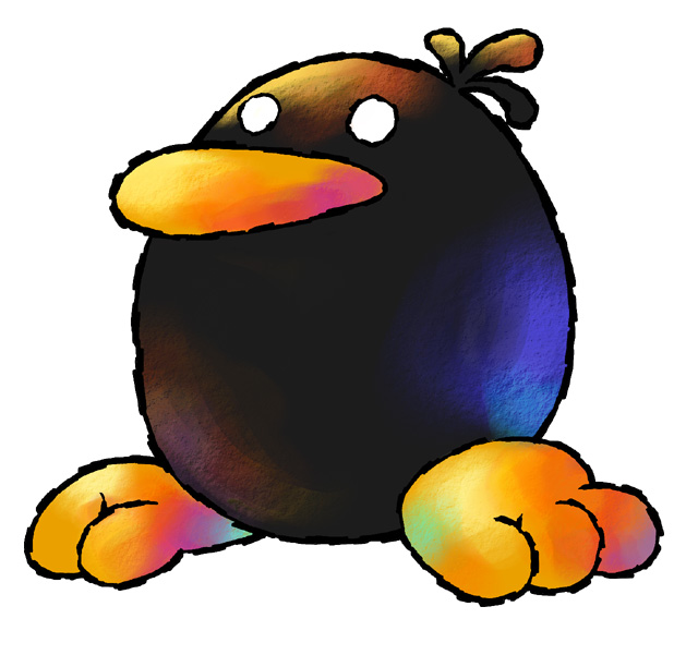 nakagawa yasuhisa, raphael the raven, mario (series), nintendo, official art, third-party source, no humans, simple background, solo, white background, yoshi's island: super mario advance 3